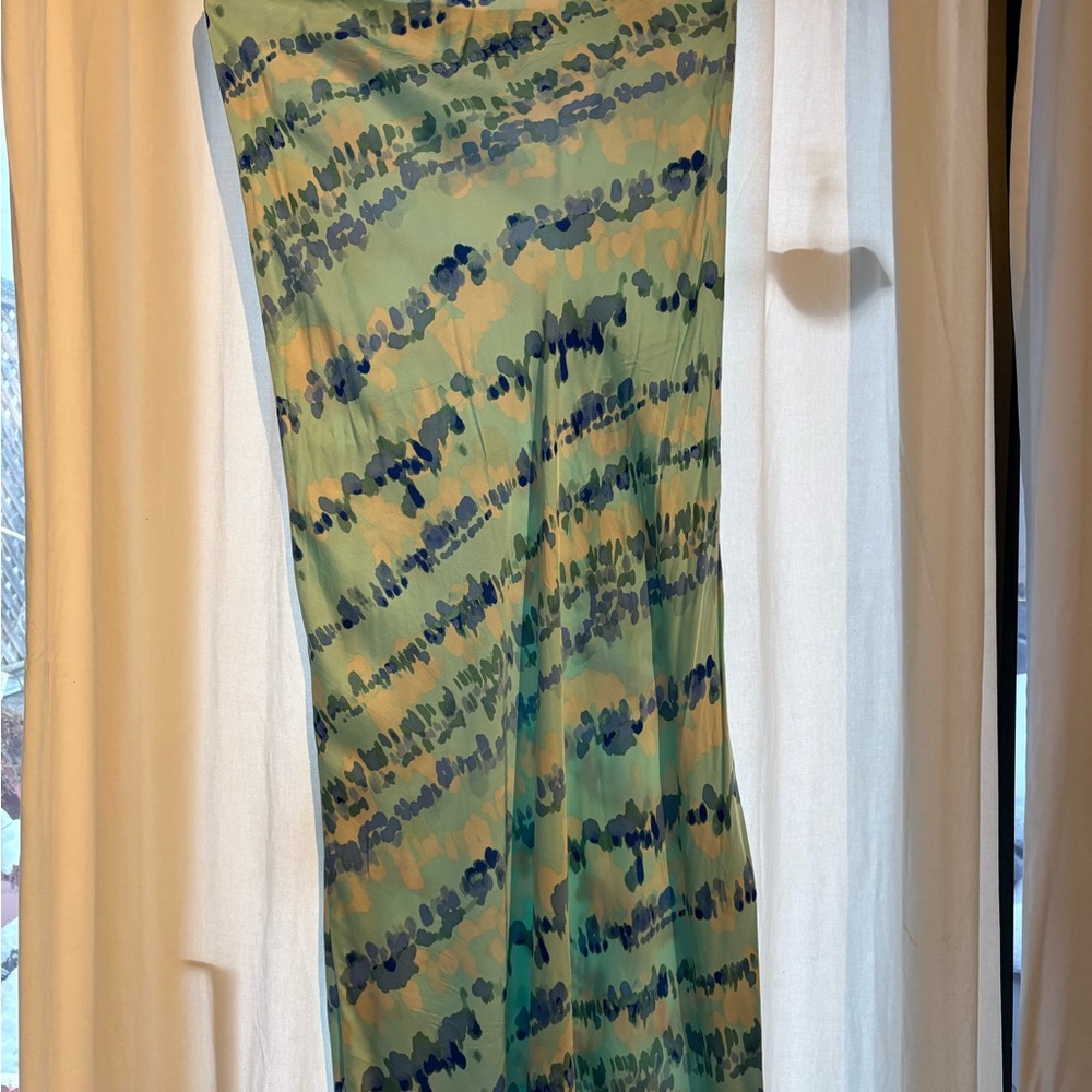 Satin multicoloured long skirt